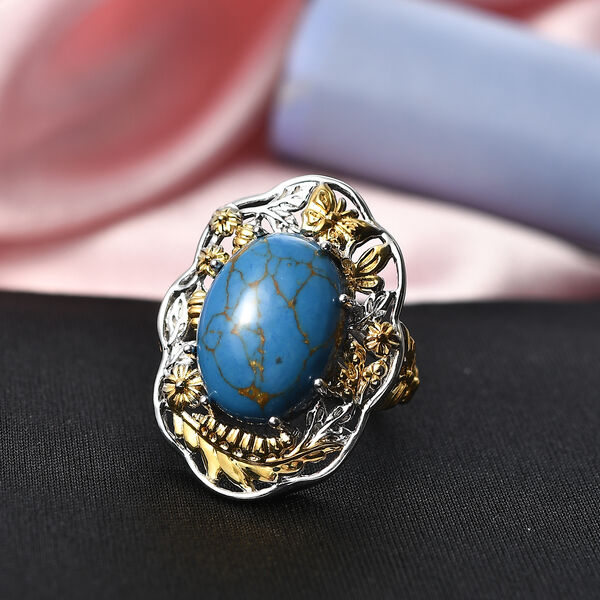 EVER TRUE AA Blauer Mojave T&uuml;rkis Ring Nickelfreies Messing Zweifarbige Beschichtung (Gr&ouml;&szlig;e 18.00) ca. 10,53 ct image number 1