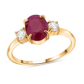 AAA Burma Rubin und I1-GH Diamant Ring in 585 Gold - 2,17 ct.