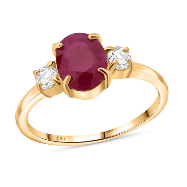 AAA Burma Rubin und I1-GH Diamant Ring in 585 Gold - 2,17 ct. image number 3