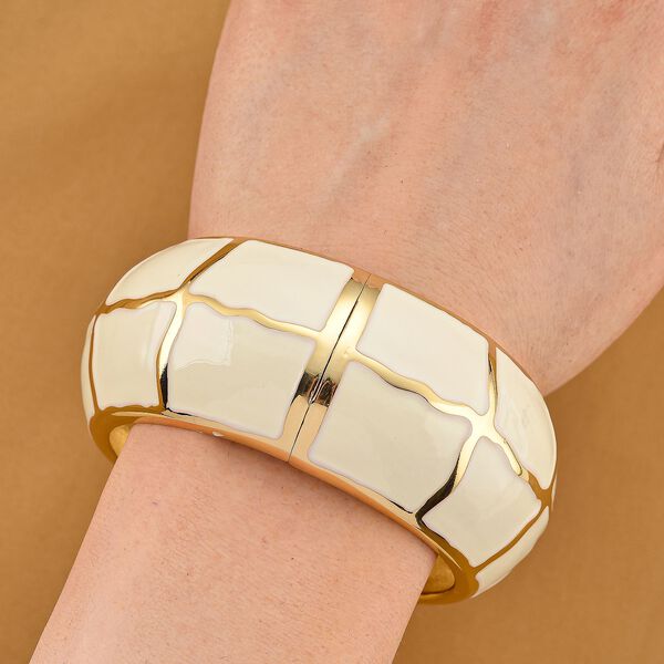 Emaille-Armreif mit Karomuster, ca. 18,5 cm, creme emailliert image number 3