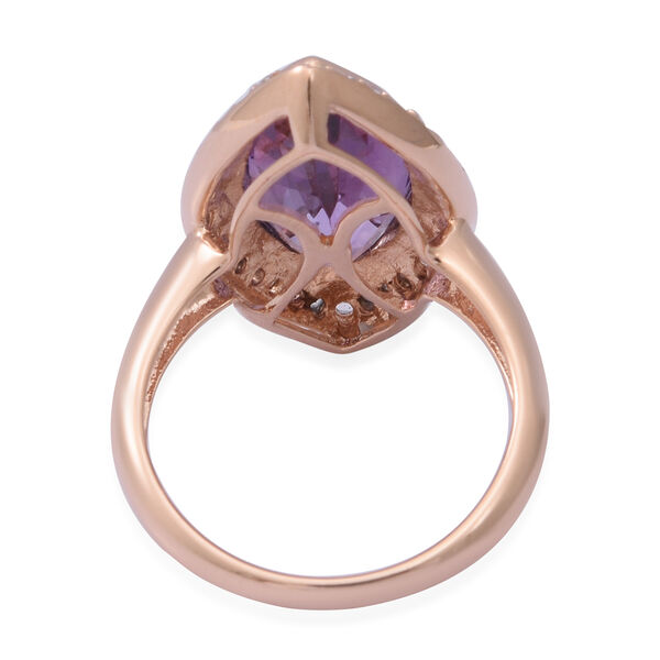 Rose De France Amethyst und Zirkon Ring 925 Silber Ros&eacute;vergoldet image number 4
