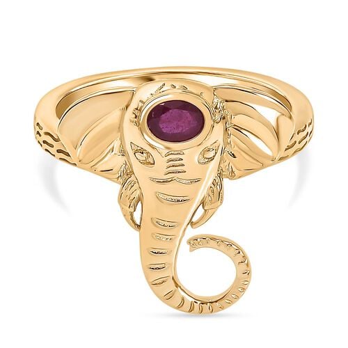 D’joy AA Afrikanischer Rubin (Fissure gefüllt) Ring 925 Silber 750 Gelb Vergoldet (Größe 20.00) ca. 0.29 ct image number 0