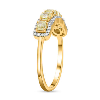 Nat&uuml;rlicher gelber und wei&szlig;er Diamant-Ring, P1 SGL zertifiziert, 585 Gelbgold (Gr&ouml;&szlig;e 17.00) ca. 1.00 ct