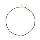 Edison Perle, schwarzer Spinell, Halskette, ca. 45 cm, Edelstahl, IP-Gelbbeschichtung, ca. 49,00 ct