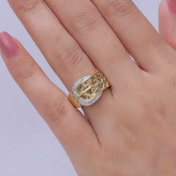 D'Joy Roter Diamant Ring 925 Silber 750 Gelbgold vermeil (Gr&ouml;&szlig;e 17.00)