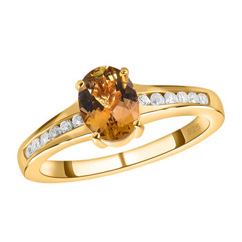 Nat&uuml;rlicher, goldener Tansanit und Zirkon-Ring - 1,22 ct.