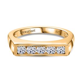 LUXURIANT DIAMOND- SI-GH Labor Diamant Ring, 925 Silber 750 Gelbgold Vermeil - 0,50 ct.