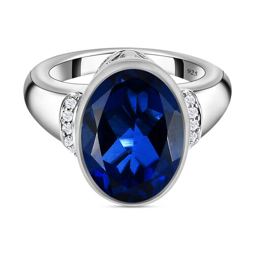 Ceylonfarbener Quarz und Zirkon-Ring, 925 Silber platiniert - 6,57 ct.  image number 0