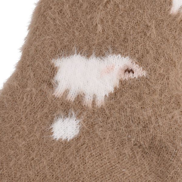 Kuschelige Sherpa Socken, Schafmuster, Braun image number 2