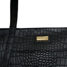 Assots London AGNES 100% echtes Leder Kroko-geprägte Handtasche mit Reißverschluss, Größe: 42x28x10 cm, Schwarz image number 2