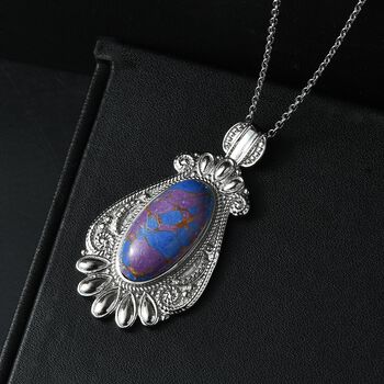 Lila T&uuml;rkis Anh&auml;nger mit 50cm Kette - 25 ct.