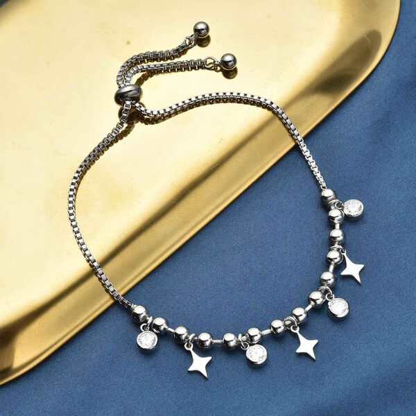 Weißer Zirkonia Bolo Armband ca. 15.25 cm Silber tone ca. 0,20 ct image number 2