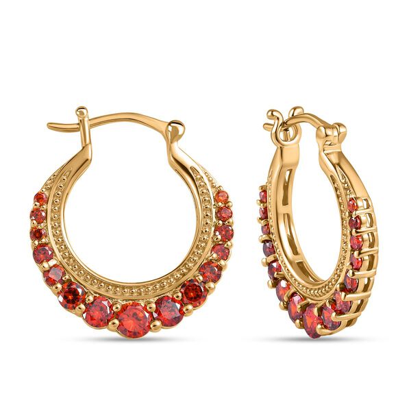 Granat Zirkonia Ohrringe, Messing vergoldet ca. 4.24 ct