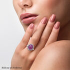 Natürlicher, rosa Saphir und Zirkon-Halo-Ring, 925 Silber platiniert, 8,34 ct. image number 1