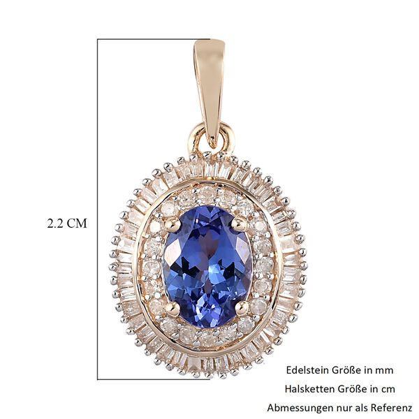 AA Tansanit und Diamant-Halo-Anh&auml;nger, 375 Gelbgold ca. 1,58 ct image number 6