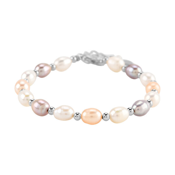 Mehrfarbige S&uuml;&szlig;wasser Perle Armband ca. 16.5 cm + 3.5 cm Extender, Nickelfreies Messing, Silberfarben image number 4