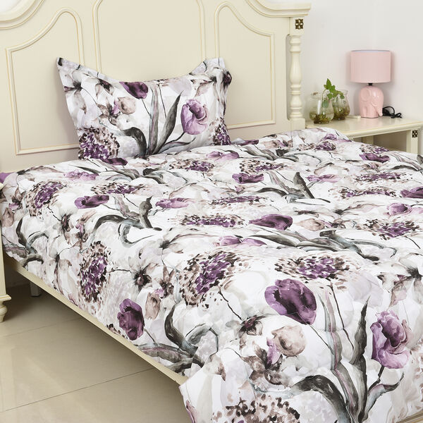 3er-Set Bettdecke mit Kissenbezug, Blumenmuster, Kingsize