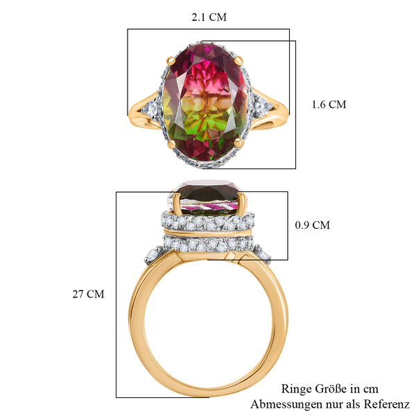 D'Joy Wassermelonen Triplett Quarz und Zirkon zweifarbiger Ring - 6,84 ct. image number 7