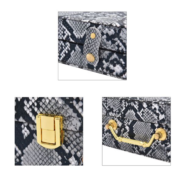 2er-Set, Schmuckkasten mit Reise-Etui aus Kunstleder mit Python-Pr&auml;gung, 24x19x9 und 22x17x3 cm, Grau image number 7