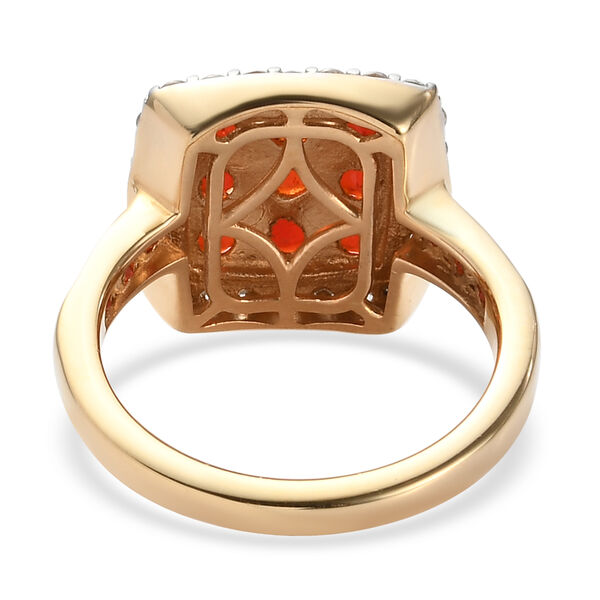 Mexikanischer Kirschfeuer-Opal und Zirkon Ring 925 Silber 585 Vergoldet image number 6