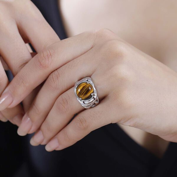 Tigerauge Ring Messing (Gr&ouml;&szlig;e 17.00) ca. 6,82 ct image number 3