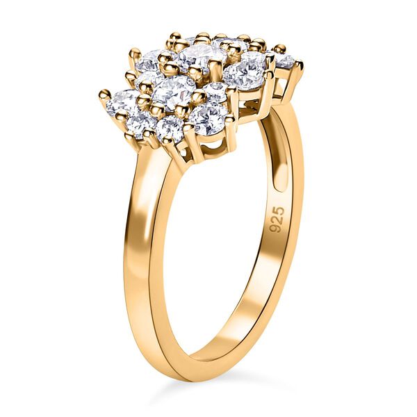 Moissanit Cluster Ring, 925 Silber mit Gelbgold Vermeil - 1 ct. image number 5