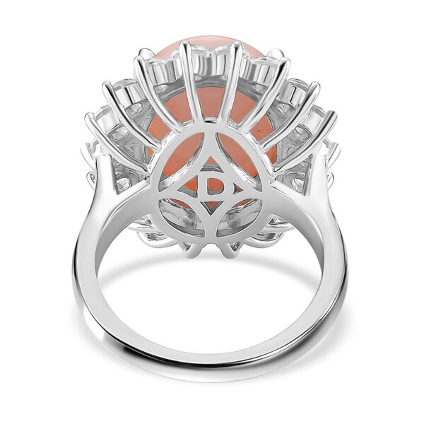 D'Joy Nat&uuml;rlicher Rosa K&ouml;nigsmuschel Perle (18x13 mm), Wei&szlig;er Zirkon Ring 925 Silber rhodiniert (Gr&ouml;&szlig;e 16.00) image number 3