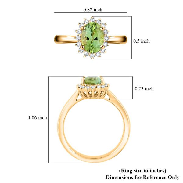 LUXORO zertifiziert und gepr&uuml;ft AAA gr&uuml;ner Turmalin und Diamant Ring in 417 Gold - 1,6 ct. image number 5