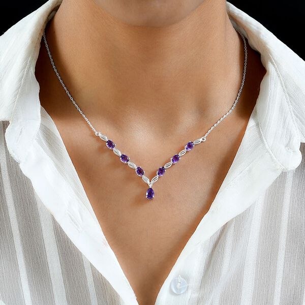 Afrikanische Amethyst Halskette, ca. 45 cm, 925 Silber ca. 3.00 ct image number 2