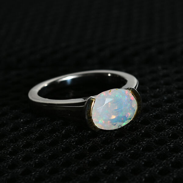 Nat&uuml;rlicher &Auml;thiopischer Opal Ring 925 Silber Zweifarbige Beschichtung image number 2