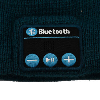 Beanie M&uuml;tze mit Bluetooth Kopfh&ouml;rer, blau