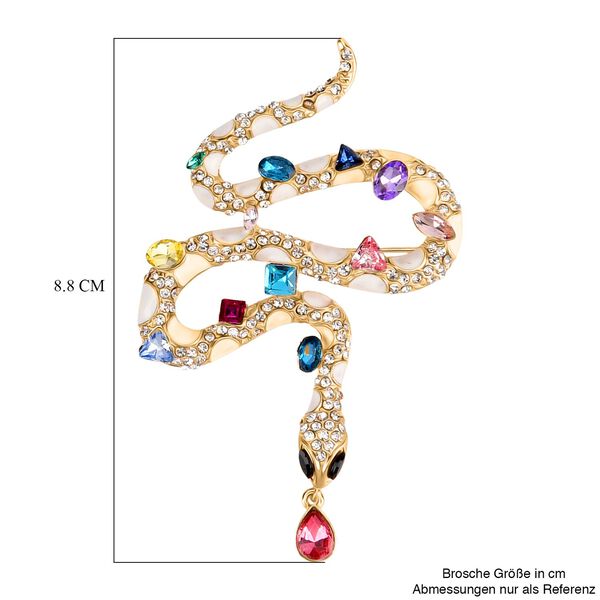 Emaillierte und mehrfarbige Kristall-Brosche, Schlange image number 6