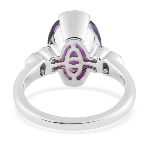 Afrikanischer Amethyst und Zirkon Ring 925 Silber platiniert  ca. 3,75 ct image number 6