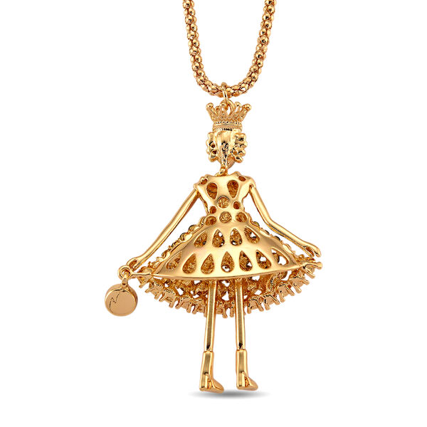 Mehrfarbiger Kristall Ballerina Anh&auml;nger mit Kette ca. 63.5 cm + 5 cm Extender, Legierung emailliert, Legierung Gelb image number 4