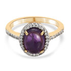 Afrikanischer Amethyst und Zirkon Ring 925 Silber vergoldet (Größe 21.00) ca. 2,37 ct
