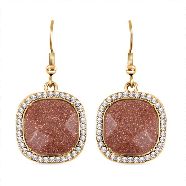 Gold Sandstein und weißes Kristall-Schmuckset image number 8