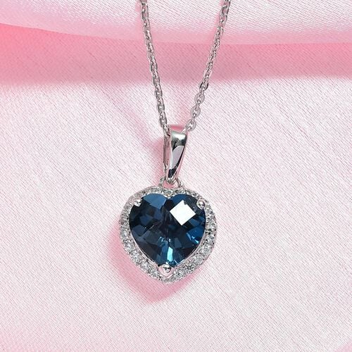 AA London Blau Topas, Weißer Zirkon Schmuckset ca. 50 cm 925 Silber rhodiniert ca. 2.32 ct image number 1