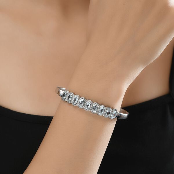 Himmelblauer Topas Armreif ca. 19 cm Edelstahl ca. 4.86 ct image number 2