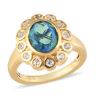 Pfau Triplett Quarz und Zirkon Ring 925 Silber vergoldet  ca. 2,46 ct image number 3