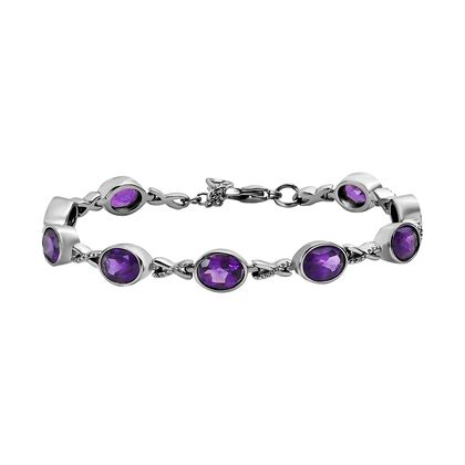 Afrikanischer Amethyst Armband, ca. 18 cm Edelstahl ca. 10.48 ct