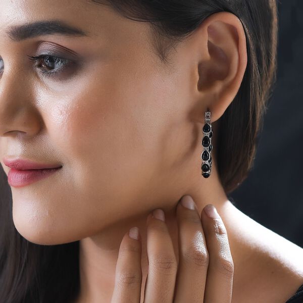 Schwarzer Onyx Ohrringe Edelstahl ca. 9,85 ct. image number 2