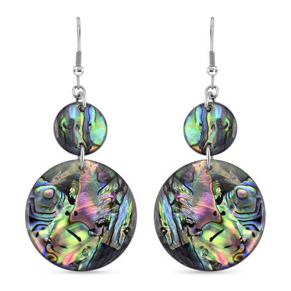 Abalone Muschel Ohrringe, Reiner Edelstahl, silberfarben