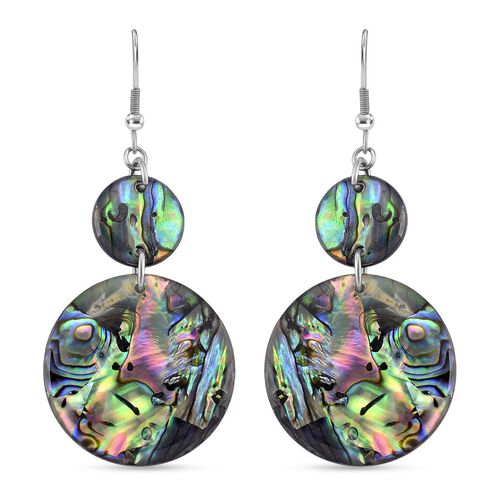 Abalone Muschel Ohrringe, Reiner Edelstahl, silberfarben image number 0