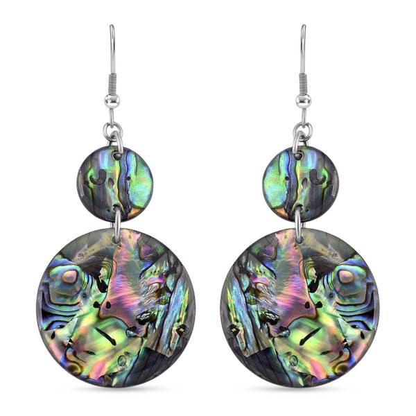 Abalone Muschel Ohrringe, Reiner Edelstahl, silberfarben image number 0