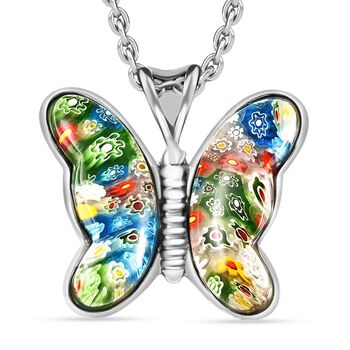 Schmetterlings-Anh&auml;nger mit 60cm Kette im Murano-Stil