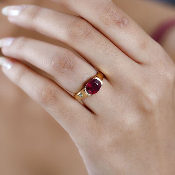 Afrikanischer Rubin (Fissure gefüllt) Ring, 925 Silber Gelbgold Vermeil (Größe 16.00) ca. 2.56 ct image number 3