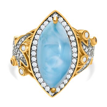 Larimar und Zirkon Cocktail Ring - 6,97 ct.