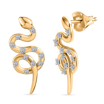 LUXURIANT SI Labor Diamant Ohrringe, 925 Silber 750 Gelbgold Vermeil - 0,33 ct.