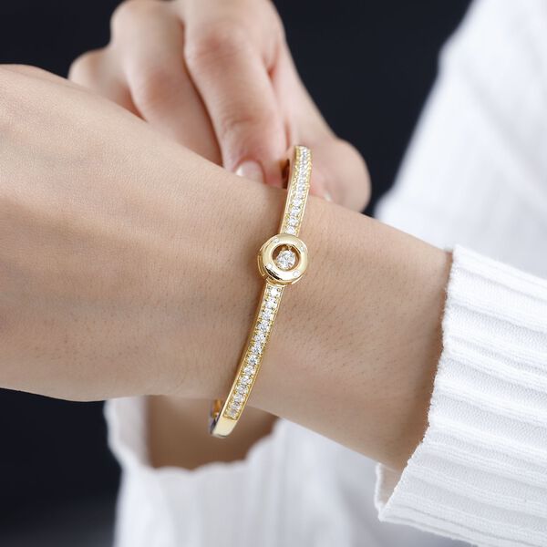 Moissanit Armreif, 925 Silber 750 Gelbgold Vermeil image number 3