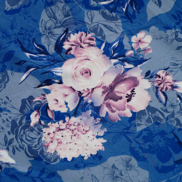 Spannbetttuch aus 100% Mikrofaser, Blumenmuster, Blau image number 2